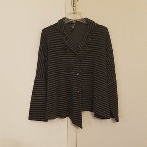 Itemz Chris B oversized jacket, grey/black stripe poly stretch